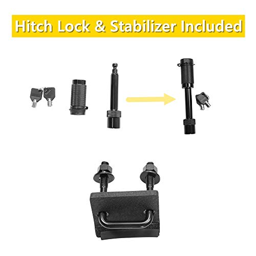 ONINE Texture Black Hitch Step with Hitch Lock and Stabilizer Fit 2” Receiver, Rear Bumper Guard, Hitch Armor