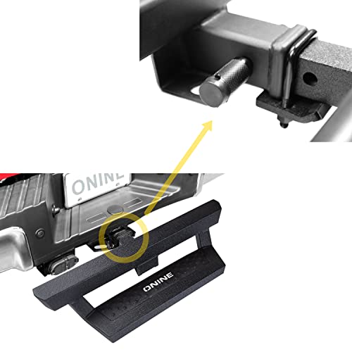 ONINE Texture Black Hitch Step with Hitch Lock and Stabilizer Fit 2” Receiver, Rear Bumper Guard, Hitch Armor
