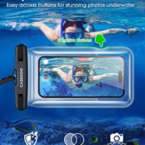 CASEKOO [Never Leak & Anti-Lost] Floating Waterproof Phone Pouch [Ultra Large Back-air Bag] 115FT Water Proof Cell Phone Case for iPhone 14/13/12 Pro Max Samsung S23/S22 Ultra Up to 8''Black