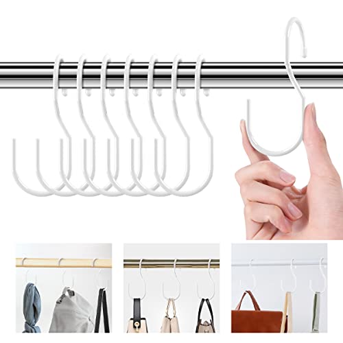 Purse Hanger Purse Organizer for Closet,S Hooks Twist Design Bag Hanger ,Closet Rod Hooks for Hanging Handbags,Purses,Belts,Scarves,Hats,Clothes,Pots and Pans. (8, White)