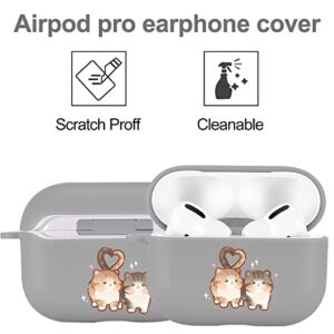 JOYLAND Love Cat Case Compatible with Airpods Pro Gray Soft TPU Cover, Supports Wireless Charging Shockproof Protective Case for Airpods Pro