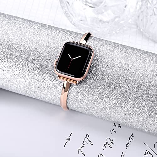 PlusRoc Stainless Steel Band Compatible with Apple Watch Band 38mm 40mm 41mm iWatch SE Series 8 7 6 5 4 3 2 1, Slim Versatile Bangle Bracelet for Women, Copper