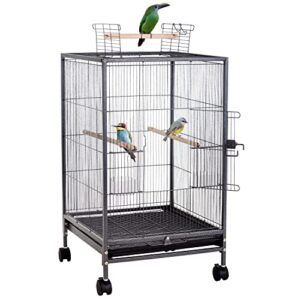 35-inch wrought iron flight bird cage for cockatiels parakeets pigeons parrot lovebird with rolling stand bird playground