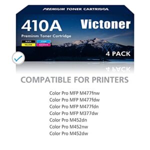 410A Toner Cartridge Replacement for HP 410A Color Pro MFP M477fnw M477fdw M452dn M452nw M477fdn M452dw CF410A CF411A CF412A CF413A Printer (Black Cyan Yellow Magenta, 4-Pack)