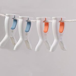 Plastic Clothespin, Laundry Clip, Beach Towel Clips, Rabbit Shape Quilt Fixed Clip to Keep Your Towel, Clothes, Quilts, Blanketsfrom Blowing Away (Blue + Orange 4 pc)