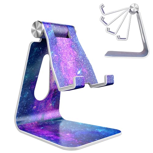 CreaDream Adjustable Cell Phone Stand, Marble Phone Stand, Cradle, Dock, Holder, Aluminum Desktop Stand Compatible with Phone 13 12 11 Pro Max Mini, Accessories Desk, All Mobile Phones - Nebula