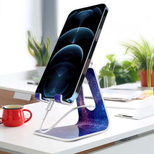 CreaDream Adjustable Cell Phone Stand, Marble Phone Stand, Cradle, Dock, Holder, Aluminum Desktop Stand Compatible with Phone 13 12 11 Pro Max Mini, Accessories Desk, All Mobile Phones - Nebula