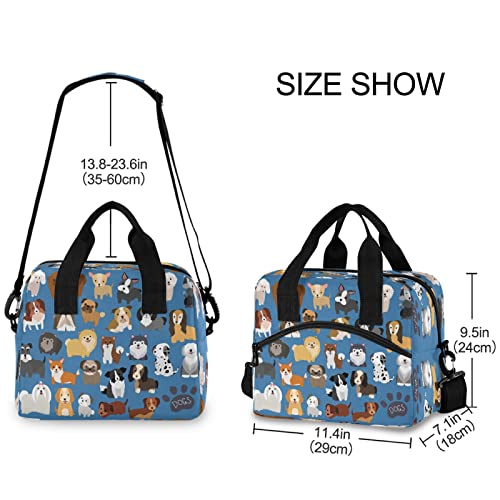 HUXINO Animal Dog Cute Paw Print Reusable Lunch Bag for Women, Insulated Lunch Box Cooler Containers Organizer Zipper Lunch Tote Bag Handbag for School Office Picnic Men Kids Adults Children