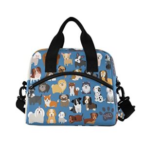 HUXINO Animal Dog Cute Paw Print Reusable Lunch Bag for Women, Insulated Lunch Box Cooler Containers Organizer Zipper Lunch Tote Bag Handbag for School Office Picnic Men Kids Adults Children