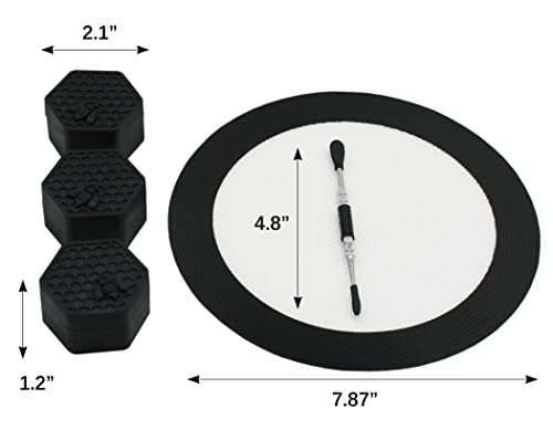 KUVIS 26ml Hexagon Silicone Container Non-stick Honeybee Jars with 7.87" Round Mat and Carving Tool (F)