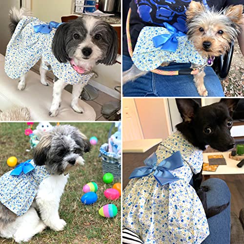 Brocarp Dog Dress- Puppy Floral Princess Dresses, Dog Dress Bowknot Tutu Skirt, Thin Cute Pet Summer Clothes Apparel for Small Medium Girl Dogs Cats Kitten, Dog Flower Sundress Doggy Outfit Costume