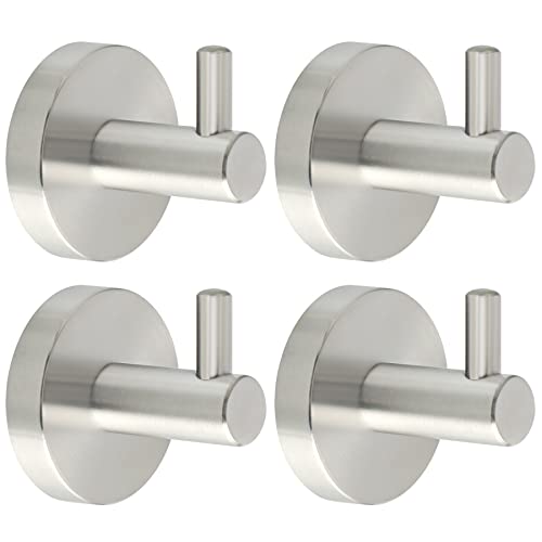 Alise Towel Hook Bathroom Single Robe Hooks Wall Mount Clothes Hook for Bedroom Kitchen Cloakroom Door Back Cabinet,GDL3903LS-4P SUS304 Stainless Steel Brushed Nickel Pack of 4