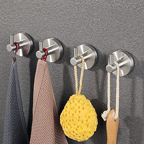 Alise Towel Hook Bathroom Single Robe Hooks Wall Mount Clothes Hook for Bedroom Kitchen Cloakroom Door Back Cabinet,GDL3903LS-4P SUS304 Stainless Steel Brushed Nickel Pack of 4