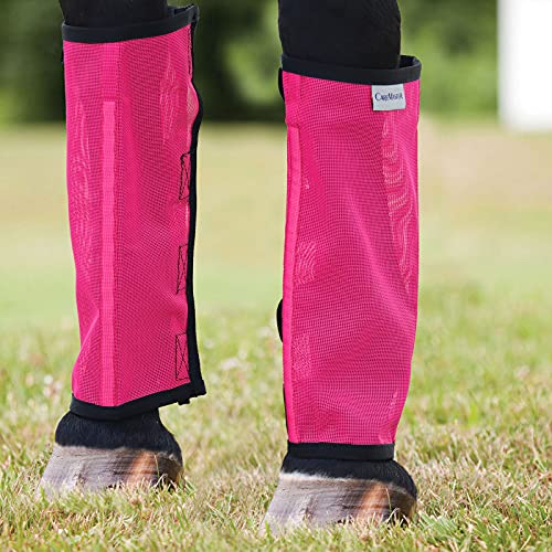 CareMaster Fine Mesh Fly Boots Loose Fitting & Non-Slip Horse Fly Leggings No More Horsefly Nuisance Greatly Reduce Stomping Breathable with Natural Air Flow (Set of 4) Magenta Medium