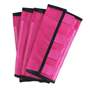 CareMaster Fine Mesh Fly Boots Loose Fitting & Non-Slip Horse Fly Leggings No More Horsefly Nuisance Greatly Reduce Stomping Breathable with Natural Air Flow (Set of 4) Magenta Medium