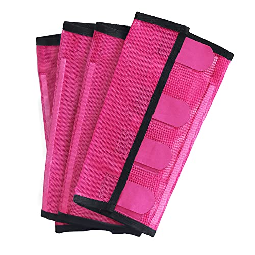 CareMaster Fine Mesh Fly Boots Loose Fitting & Non-Slip Horse Fly Leggings No More Horsefly Nuisance Greatly Reduce Stomping Breathable with Natural Air Flow (Set of 4) Magenta Medium