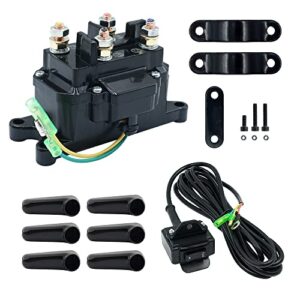 12v winch solenoid relay contactor, warn winch rocker thumb switch kit with 6 protecting caps for atv utv replace part# 63070 2875714 62135