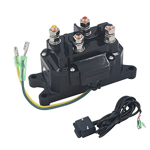 12V Winch Solenoid Relay Contactor, Warn Winch Rocker Thumb Switch Kit with 6 Protecting Caps for ATV UTV Replace Part# 63070 2875714 62135