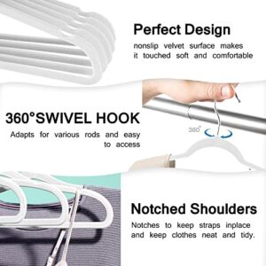 Velvet Clothes Hangers (50 Pack) Heavy Duty Durable Suit Hanger Vibrant Color Hangers Lightweight Space Saving Coat Hangers for Closet -White