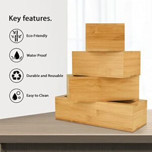 Ziplock Bag Organizer for Kitchen Drawer, 4 PACK Storage Bag Organizer ,Bamboo Food Storage Bag Holder Compatible with Ziploc, Solimo, Glad, Hefty, for Gallon, Quart, Sandwich & Snack Variety Size Bag (Natural)