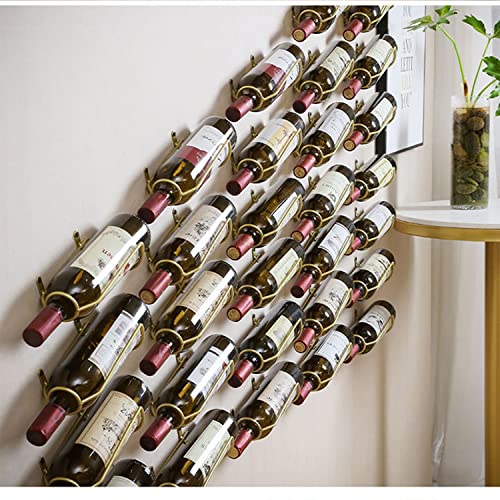 OFILLES 5 Pcs Gold Wine Rack Wall Mounted, Wine Bottle Holder for Wall, Metal Wall Wine Rack for Wine Theme Decor Beverages/Liquor Bottle Storage