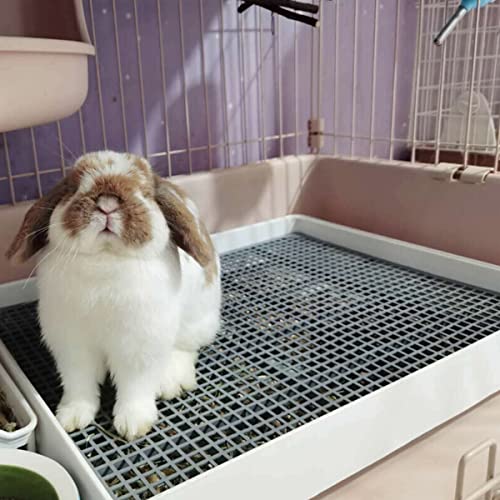 Rabbit Litter Box with Grate, Super Large Guinea Pig Litter Pan for Cage, Bunny Restroom Litter Tray Small Animals Toilet Potty Trainer for Rabbit Hamster Ferret Rats Guinea Pigs Hedgehog