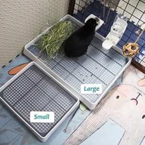Rabbit Litter Box with Grate, Super Large Guinea Pig Litter Pan for Cage, Bunny Restroom Litter Tray Small Animals Toilet Potty Trainer for Rabbit Hamster Ferret Rats Guinea Pigs Hedgehog