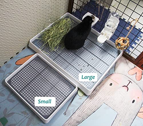 Rabbit Litter Box with Grate, Super Large Guinea Pig Litter Pan for Cage, Bunny Restroom Litter Tray Small Animals Toilet Potty Trainer for Rabbit Hamster Ferret Rats Guinea Pigs Hedgehog