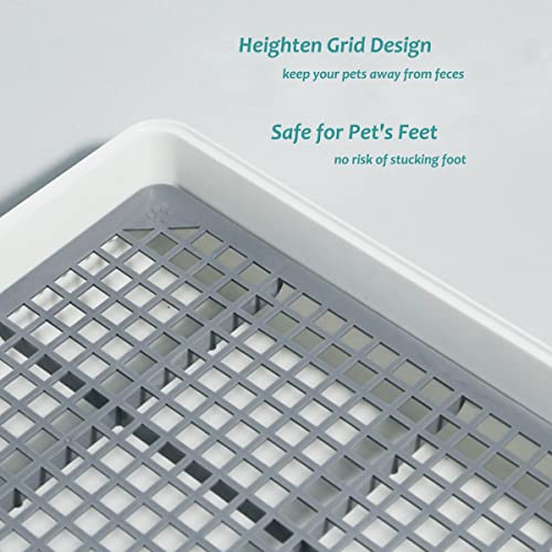 Rabbit Litter Box with Grate, Super Large Guinea Pig Litter Pan for Cage, Bunny Restroom Litter Tray Small Animals Toilet Potty Trainer for Rabbit Hamster Ferret Rats Guinea Pigs Hedgehog