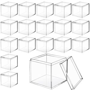 18 pack acrylic boxes clear acrylic cube small square storage box acrylic box with lid acrylic display box stackable small container clear candy cubes for candy jewelry display (2.6 x 2.6 x 2.6 inch)