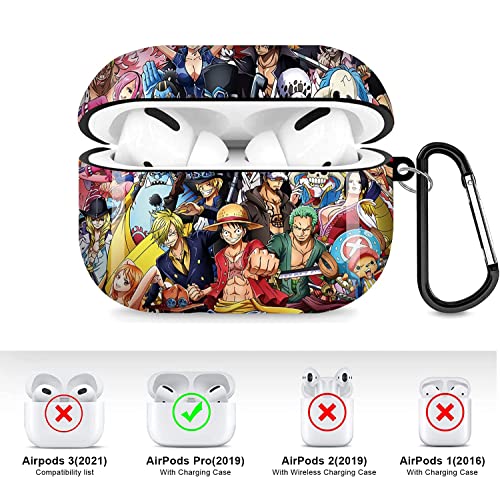 AOUDHOI Anime Characters Airpods Pro Case Compatible with AirPods Pro Full Protective Shockproof Wireless Earphone Case with Key Chain Headphone Case for Teens Adults -1