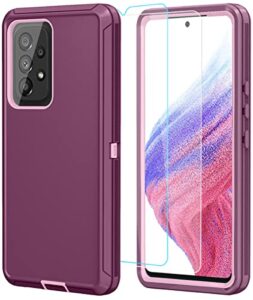 onola galaxy a53 5g case: winered pink, tempered glass + hd screen protector (2 pack)