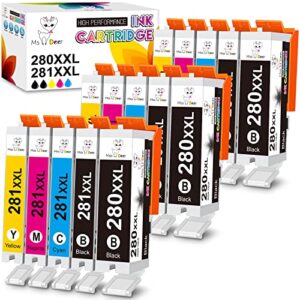 ms deer compatible ink cartridges 280 and 281 replacement for canon pgi-280xxl cli-281xxl 280 xxl 281 xxl for canon pixma tr7520 tr8520 ts6120 ts6220 ts8120 ts8220 ts9120 ts9520 ts702 (15 combo pack)