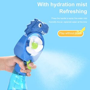 VEAREAR Dinosaur Handheld Fan Misting, Hand Held Portable Fan with Battery Operated, Spray Mister Personal Fan with Water Tank for Stylish Kids Girls Women Men Indoor Outdoor Travelling (Blue)