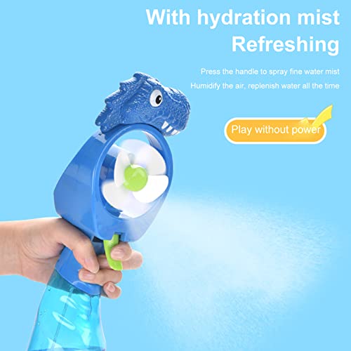 VEAREAR Dinosaur Handheld Fan Misting, Hand Held Portable Fan with Battery Operated, Spray Mister Personal Fan with Water Tank for Stylish Kids Girls Women Men Indoor Outdoor Travelling (Blue)