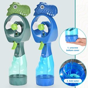 VEAREAR Dinosaur Handheld Fan Misting, Hand Held Portable Fan with Battery Operated, Spray Mister Personal Fan with Water Tank for Stylish Kids Girls Women Men Indoor Outdoor Travelling (Blue)