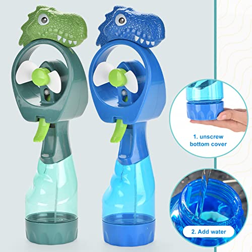 VEAREAR Dinosaur Handheld Fan Misting, Hand Held Portable Fan with Battery Operated, Spray Mister Personal Fan with Water Tank for Stylish Kids Girls Women Men Indoor Outdoor Travelling (Blue)