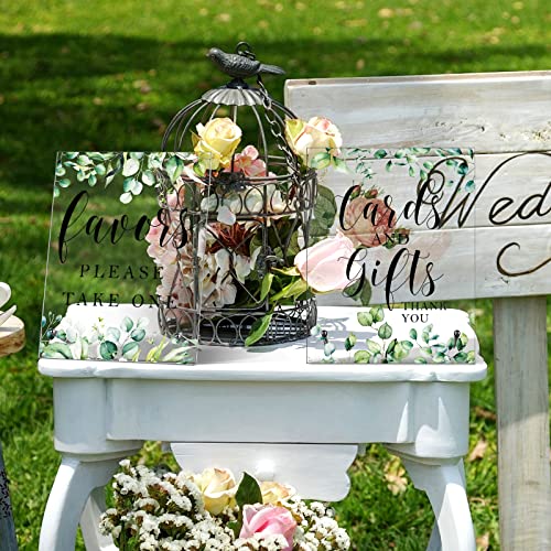 Set of 4 Acrylic Wedding Signs Wedding Reception Decorations with Stand Clear Table Decoration Signs with Holder for Ceremony Event Party Display Entrance Card Sign Table Centerpiece Decor 7 x 9 Inch