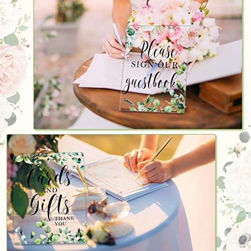 Set of 4 Acrylic Wedding Signs Wedding Reception Decorations with Stand Clear Table Decoration Signs with Holder for Ceremony Event Party Display Entrance Card Sign Table Centerpiece Decor 7 x 9 Inch