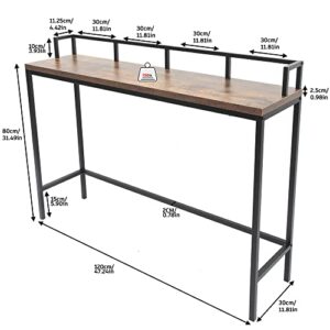 Yusong 47" Long Sofa Table, Narrow Console Table Behind Couch, Tall Bar Tables Enterway Table, Small Skinny Foyer Table for Living Room Home Office Bar, Rustic Brown