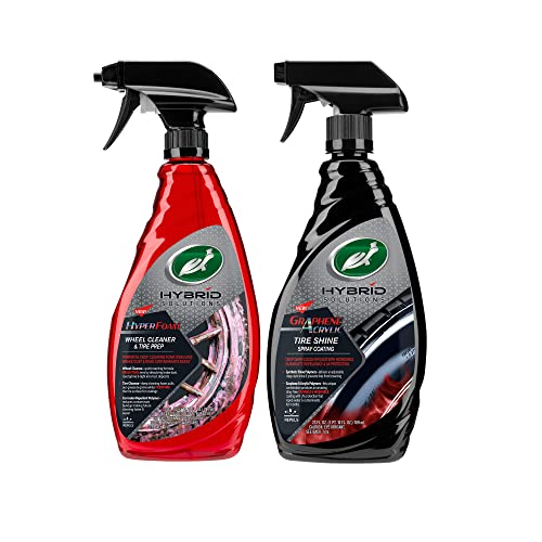 Turtle Wax Hybrid Solutions HyperForam Wheel Cleaner and Graphene Acrylic Tire Shine Coating Combo Pack- Cleans and Preps Tires- Long Lasting Black Tires