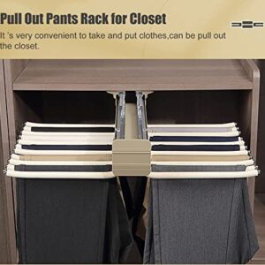 Pull Out Pants Rack for Closet/Wardrobe, Heavy Duty Jeans Hanger Organizers, Multifunctional Space Saver Clothes Display Stand (Color : Black, Size : 22 arms)