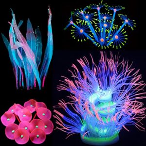 danmu glowing effect silicone aquarium decorations fish tank decoration coral aquarium decorations 4 pack