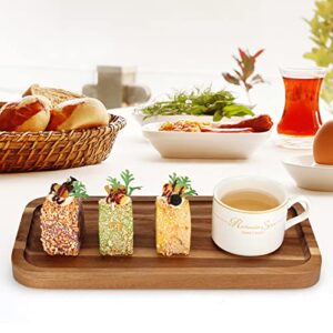 2 Pcs Rectangular Wooden Platters for Food Party Decorative Serving Tray Acacia Wood Cheese Charcuterie Board Rectangle Dessert Dishes Dinner Plates for Decor Snack Appetizer Platter