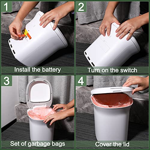 Motion Sensor Trash Cans with Lids, Automatic Touchless Kitchen Trash Cans 3 Gallon (10 L) with Lid for Bathroom,Living Room,Office,Toilet,RV