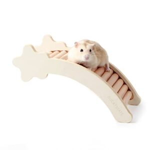 bucatstate hamster climbing ladder, wooden climbing toy and bridge cage decor for hamsters gerbils mice and small animals (star pattern)