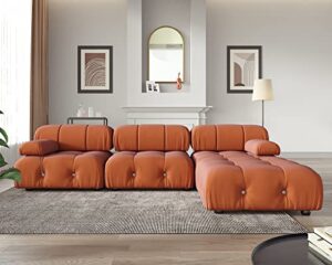 sdorens modern velvet sectional sofa, l shape minimalist modular sofa couch, convertible sofa couch for living room, apartment
