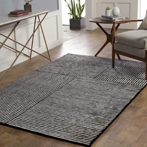 mark&day area rugs, 9x13 lieveren modern black area rug black white carpet for living room, bedroom or kitchen (9' x 13')