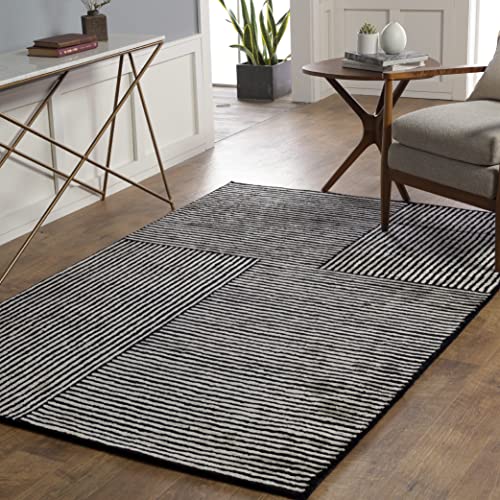 Mark&Day Area Rugs, 9x13 Lieveren Modern Black Area Rug Black White Carpet for Living Room, Bedroom or Kitchen (9' x 13')