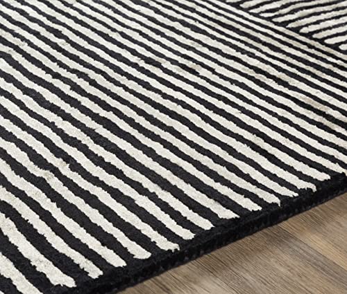 Mark&Day Area Rugs, 9x13 Lieveren Modern Black Area Rug Black White Carpet for Living Room, Bedroom or Kitchen (9' x 13')